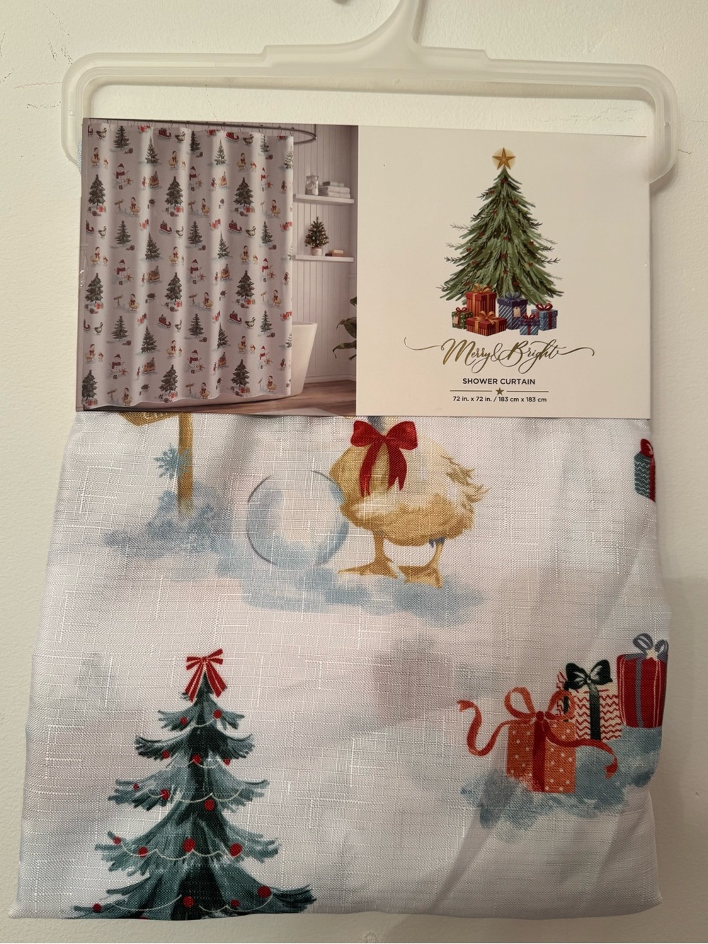 Merry & Bright Goose & Duck Christmas Shower Curtain